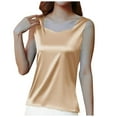 thumbnail image 1 of Miluxas Women's Silk Satin Tank Tops V Neck Camisole Casual Cami Sleeveless Shirt Blouses Silky Basic Tanks Rose Gold 16-18(XL), 1 of 9