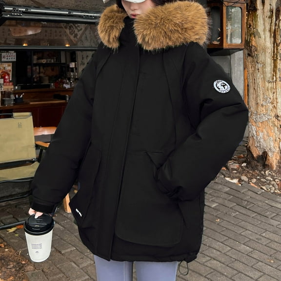 Miluxas Women's Ski Jacket Winter Snow Coat Warm Fleece Mountain Waterproof Female Jacket Snowboarding Jackets Black XL(XL)