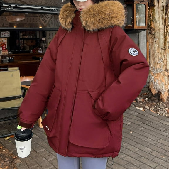 Miluxas Women's Ski Jacket Winter Snow Coat Warm Fleece Mountain Waterproof Female Jacket Snowboarding Jackets Red XL(XL)