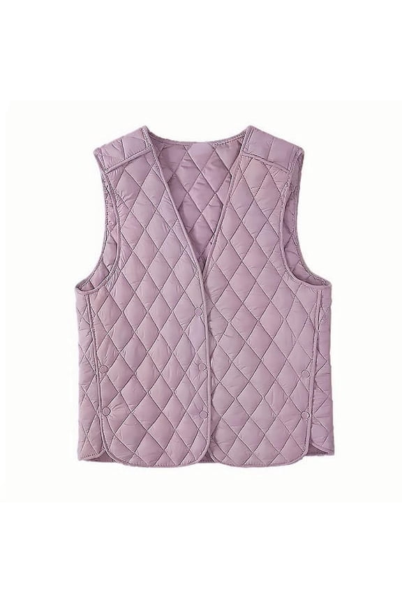 Women's Sleeveless Button Down Cotton Padded Coat Fashion Solid Casual Soft office Duster Vests Pink XXXXXL(XXXXXL)