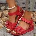thumbnail image 1 of Miluxas Women's Slide Sandals Clearance Summer Wedge Shoes Comfortable Walk Platform Sandal Flower Open Toe Slides Sandals Red 9.5(43), 1 of 9