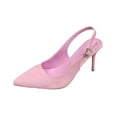 thumbnail image 1 of Miluxas Women's Slingback High Heels Pointed Toe Stilettos Metal Buckle Dress Party Leather Pump Shoes Pink 8.5(41), 1 of 9