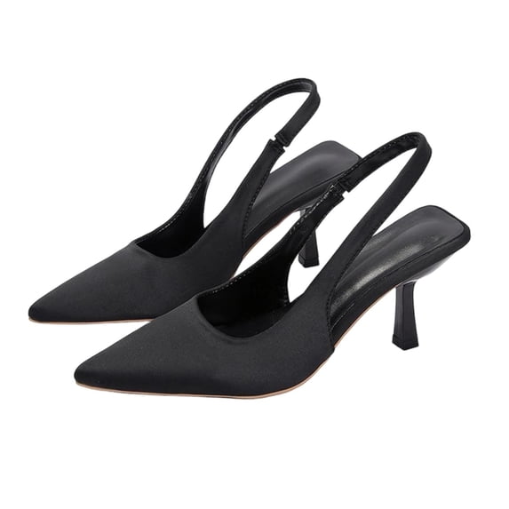 Miluxas Women's Slingback Kitten Heels Closed Pointed Toe Wedding Party Dress Pumps Shoes Black 5.5(36)
