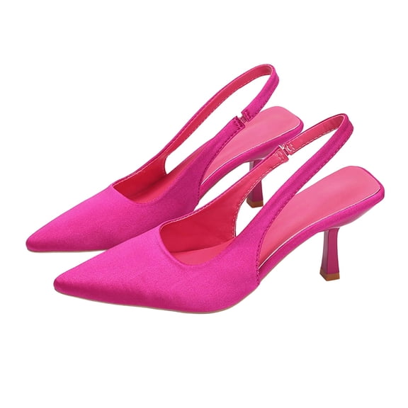 Miluxas Women's Slingback Kitten Heels Closed Pointed Toe Wedding Party Dress Pumps Shoes Hot Pink 7.5(40)
