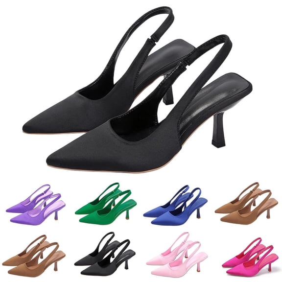 Miluxas Women's Slingback Kitten Heels Closed Pointed Toe Wedding Party Dress Pumps Shoes Purple 9.5(43)