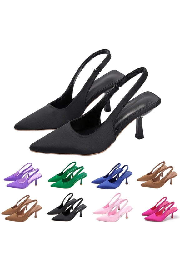Women's Slingback Kitten Heels Closed Pointed Toe Wedding Party Dress Pumps Shoes Purple 9.5(43)