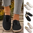 thumbnail image 1 of Miluxas Women's Slip On Canvas Shoes Low Top Casual Walking Shoes Classic Comfort Flat Fashion Sneakers White 9.5(43), 1 of 9