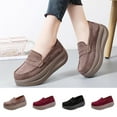 thumbnail image 1 of Miluxas Women's Slip On Platform Loafers Comfort Suede Wedge Shoes Low Top Moccasins for Casual and Daily Wine 9(42), 1 of 9