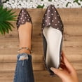 thumbnail image 1 of Miluxas Women's Slip on Flats,Pointy Toe Polka Dots Ballet Flats Dress Shoes Brown 7.5(40), 1 of 8