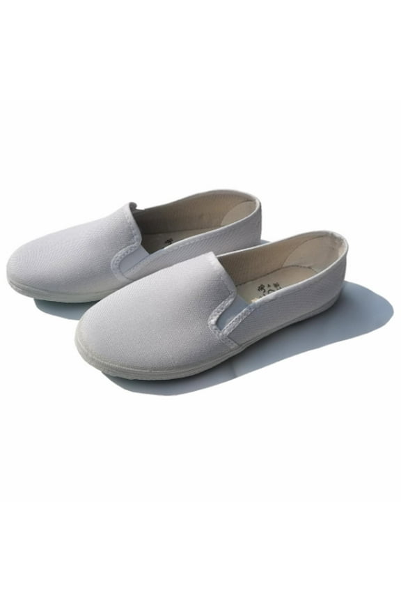 Women's Slip on Shoes Canvas Sneakers Loafers Non Slip Shoes Low Top Casual Shoes White 7(39)