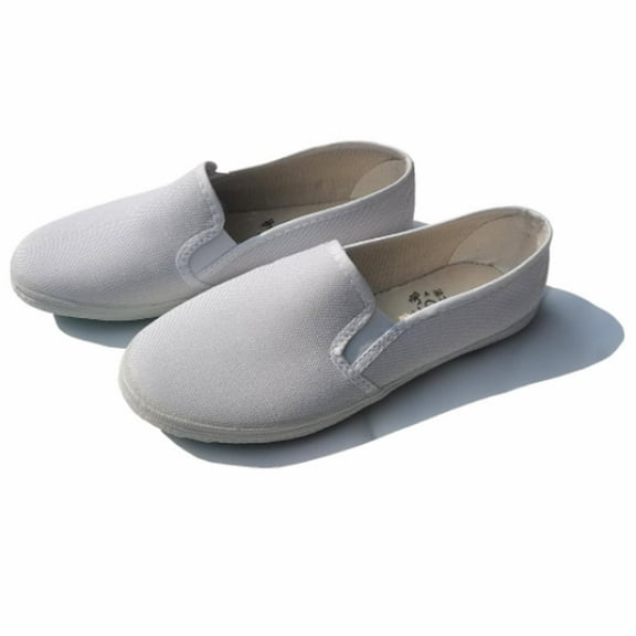 Miluxas Women's Slip on Shoes Canvas Sneakers Loafers Non Slip Shoes Low Top Casual Shoes White 9(42)