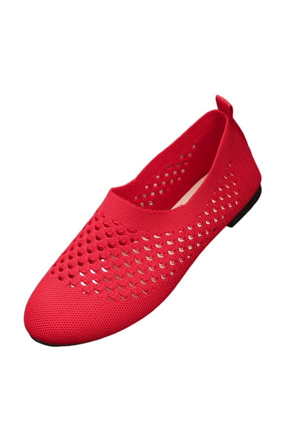 Women's Slip on Sneakers Non Slip Walking Flats Shoes Breathable Mesh Work Casual Lightweight Workout Shoes Red 7.5(40)
