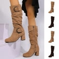 thumbnail image 1 of Miluxas Women's Slouchy Knee High Boots with Chunky Heel, Pointed Toe, Comfortable and Fashionable Fall Winter Boots for Women Coffee 9.5(43), 1 of 8