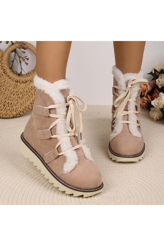 Women's Snow Boots Warm Insulated Fleece Lined Mid-Calf Winter Boots White 7.5(40)