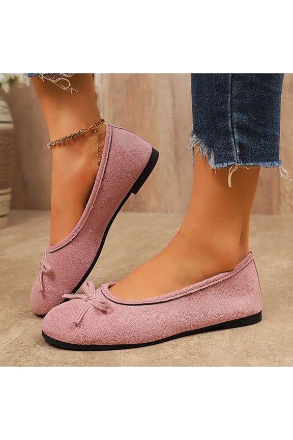 Women's Soft Memory Foam Cushioned Faux Suede Home Ballet Flats A-Pink 5.5(36)