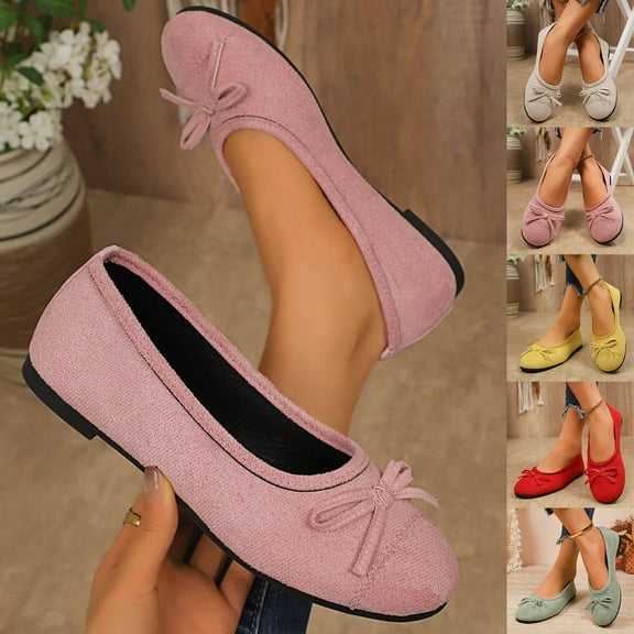 Miluxas Women's Soft Memory Foam Cushioned Faux Suede Home Ballet Flats A-Yellow 9.5(43)