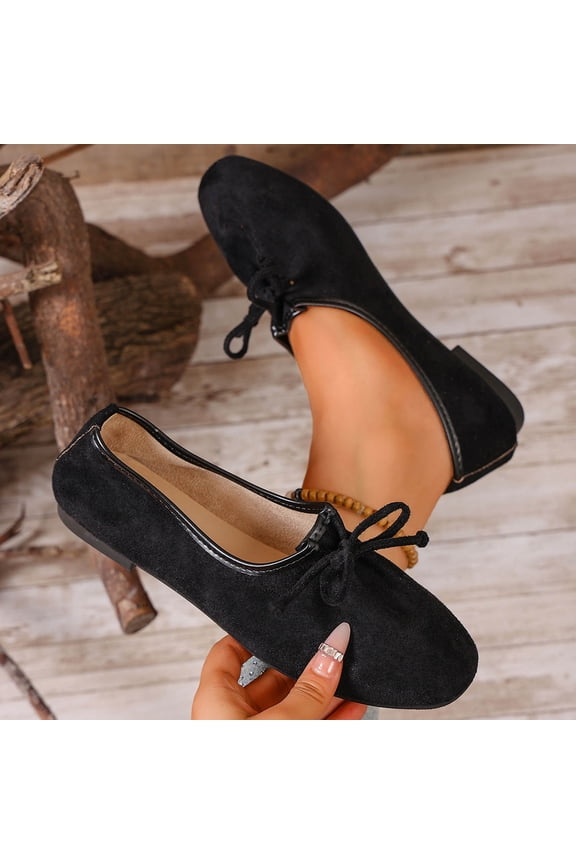 Women's Soft Memory Foam Cushioned Faux Suede Home Ballet Flats Black 9(42)