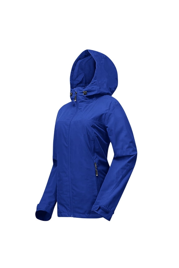 Women's Softshell Hooded Jacket Warm Lightweight Waterproof Insulated Windbreaker with Pocket Blue S(S)