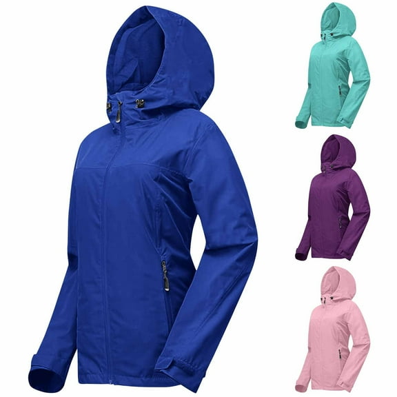 Miluxas Women's Softshell Hooded Jacket Warm Lightweight Waterproof Insulated Windbreaker with Pocket Sky Blue XL(XL)