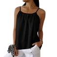 thumbnail image 1 of Miluxas Women's Solid Spaghetti Strap Cami Top Textured Ruched Casual Loose Fit Sleeveless Tank Tops Black, 1 of 8