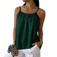 thumbnail image 1 of Miluxas Women's Solid Spaghetti Strap Cami Top Textured Ruched Casual Loose Fit Sleeveless Tank Tops Green, 1 of 8