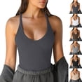 thumbnail image 1 of Miluxas Women's Spaghetti Strap Ribbed Tank Top Slim Workout Racerback Vest Scoop Neck Basic Cami Shirts White, 1 of 6
