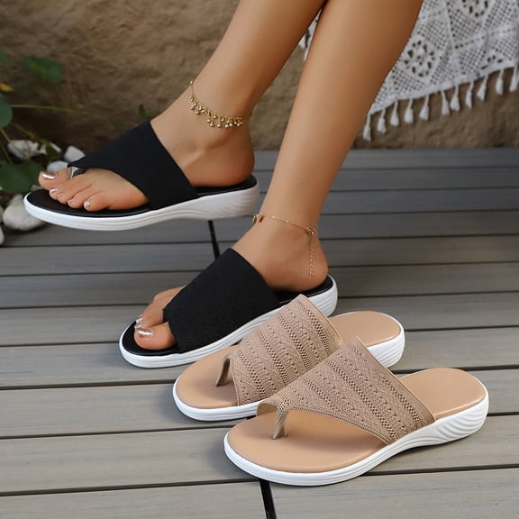 Miluxas Women's Sport Flip Flops Comfortable Walking Thong Sandals for Summer Khaki 9.5(43)