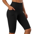 thumbnail image 1 of Miluxas Women's Stretchy Slim Fit High Waisted Biker Shorts Workout Knee Length Athletic Shorts with Pockets Black, 1 of 5