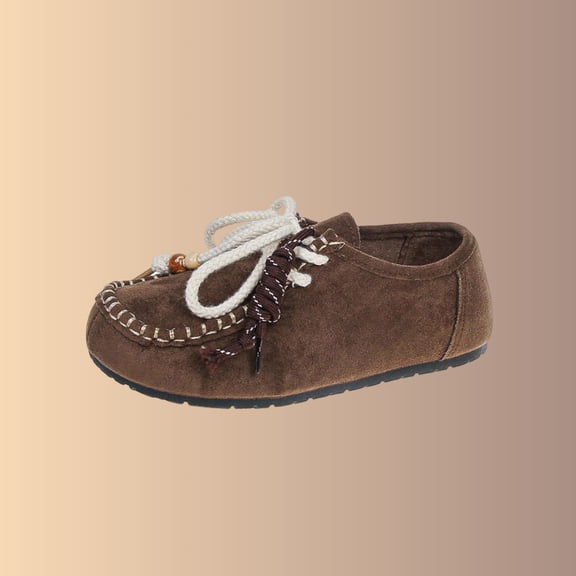 Miluxas Women's Suede Beaded Moccasins Loafers Comfortable Round Toe Slip On Lace Up Flats for Casual Daily Work Walking Shoes B-Brown 8.5(41)