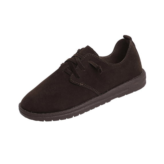 Miluxas Women's Suede Lace up Soft Sole Penny Loafers Comfortable Round Toe Slip on Flat Non-Slip Walking Dress Shoes Fashion Casual Driving Work Flats Coffee 6.5(38)