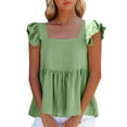 thumbnail image 1 of Miluxas Women's Summer Blouse Square Neck Ruffle Strap Sleeveless and Backless with Button Babydoll Tank Top Green M(M), 1 of 9