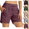 thumbnail image 1 of Miluxas Women's Summer Lightweight Quick Dry Running Shorts Solid High Waisted Workout Gym Track Shorts with Zipper Pockets UPF 50+ Wine, 1 of 8
