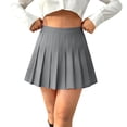 thumbnail image 1 of Miluxas Women's Summer Pleated Skirt High Waisted A Line Mini Skirt Solid Color Versatile Skirt for School Work Party Daily Outfit Dark Gray, 1 of 6