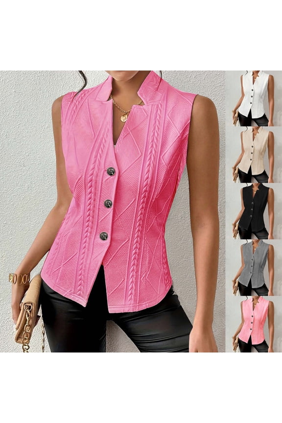 Women's Summer Sleeveless Vest Blazer Lightweight Casual Slim Work Fashion Petite Elegant Tops White XL(XL)