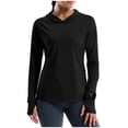 thumbnail image 1 of Miluxas Women's Sun Protection Hoodie Long Sleeve Workout Shirt with Thumb Holes Pocket Quick Dry Hiking Fishing Sun Shirt Black, 1 of 9