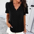 thumbnail image 1 of Miluxas Women's Swiss Dot Casual Summer Tops Clearance Short Sleeve Crewneck Chiffon Blouses Cute Solid Color Loose Shirts Tees Black 8(L), 1 of 8