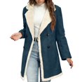 thumbnail image 1 of Miluxas Women's Thicken Winter Solid Lapel Coat Button Down Warm and Fuzzy Fleece Lined Jacket with Pockets Dark Blue M(M), 1 of 9