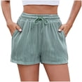 thumbnail image 1 of Miluxas Women's Tie Front Elastic High Waisted Shorts Wide Leg Summer Shorts Mint Green 12-14(L), 1 of 6