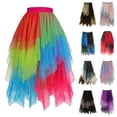 thumbnail image 1 of Miluxas Women's Tulle Color Blocking Skirts High Low Layered Puffy Fairy Skirts Midi Length Irregular Tutu Skirts Rose Gold, 1 of 3