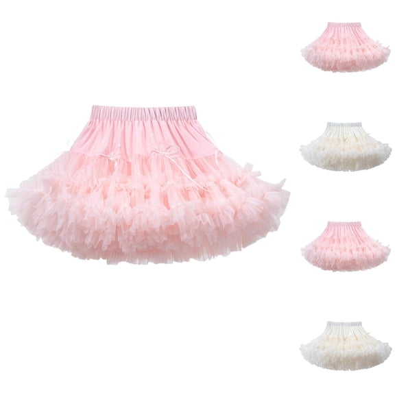 Miluxas Women's Tulle Skirt with Bow, Fluffy Layered Short Skirt for Streetwear Pink 0-2 Years