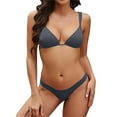 thumbnail image 1 of Miluxas Women's Two Piece Bikini Sets Halter Ring Swimsuit Triangle String Cheeky Bathing Suit A-Black 12(XL), 1 of 6