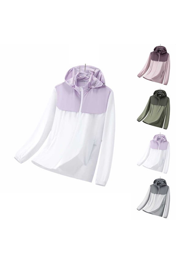 Women's UPF 50+ Sun Protection Jacket Full Zip Lightweight Long Sleeve Climbing Jacket Outdoor UV Protection Athletic Coat Purple