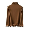 thumbnail image 1 of Miluxas Women's Velour Sweatshirts Crewneck Long Sleeve Solid Color Casual Pullover Soft Warm Shirts Velvet Tops for Fall Winter Coffee L(L), 1 of 3