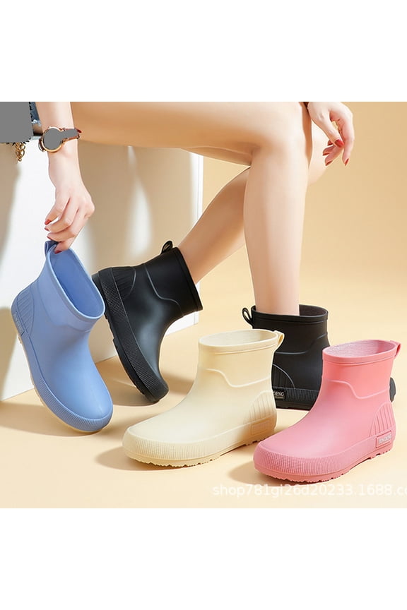 Women's Versatile Non-Slip Rubber Rain Boots, Comfortable Waterproof Solid Color Water Boots Sky Blue 8.5(41)