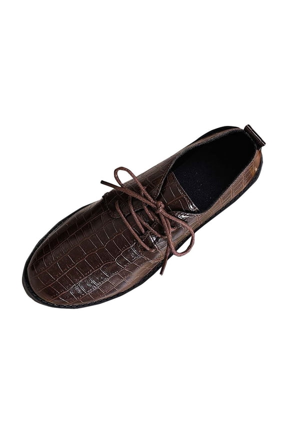 Women's Vintage Shoe Lace up Leather Low Heel Brogues British style Shoe for Girls Ladies Women Brown 8.5(41)