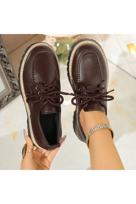 Women's Vintage Shoe,Perforated Lace-up Round Toe Leather Low Heel Brogues Shoe for Girls Ladies Women Brown 6.5(38)