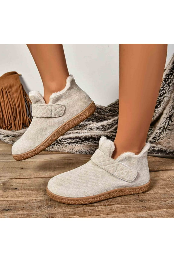Women's Warm Bootie Slippers Winter Memory Foam House Shoes for Indoor Outdoor White 7.5(40)