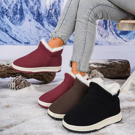 Miluxas Women's Warm House Slippers Winter Fleece with Cozy Memory Foam Ankle Bootie Non-slip Shoes Indoor Outdoor Coffee 9.5(43)