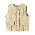 thumbnail image 1 of Miluxas Women's Warm Vest Outerwear Cotton Padded Solid Color Sleeveless Zipper Vest Khaki M(M), 1 of 3