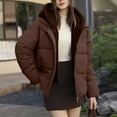 thumbnail image 1 of Miluxas Women's Warm Winter Puffer Coat Thicken Cotton Padded Jacket Solid Color Long Sleeve Hooded Snow Parka Coffee XXL(XXL), 1 of 8